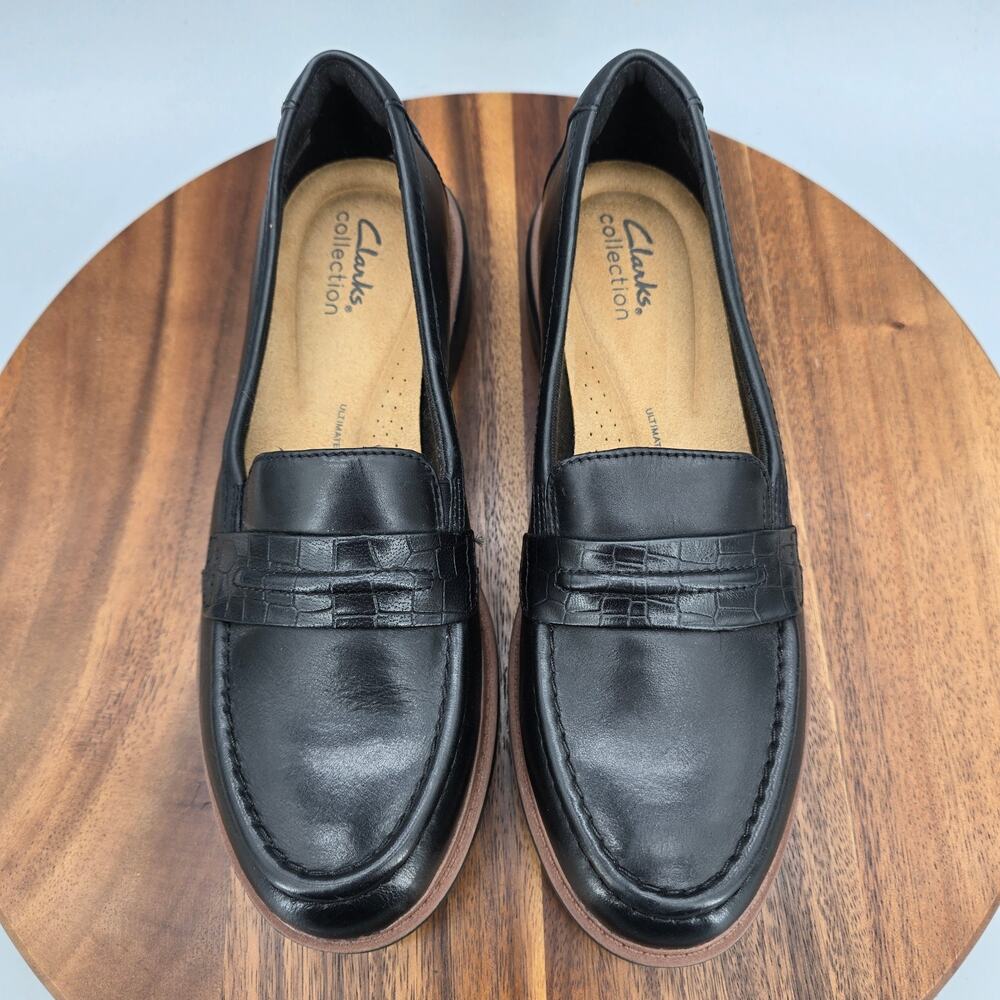 Clarks Shoes Womens 8 M Black Leather Westlynn Bay Slip On Comfort Loafers - Picture 5 of 8